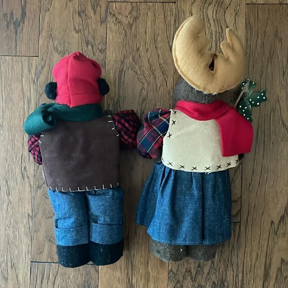 Bear and Moose woodland pair.  Stands approx 14 and 16 inches high.